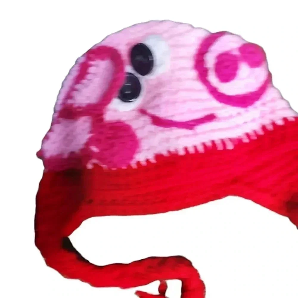 Pippa The Pig Knitted Pink Beenie Hat for Girls